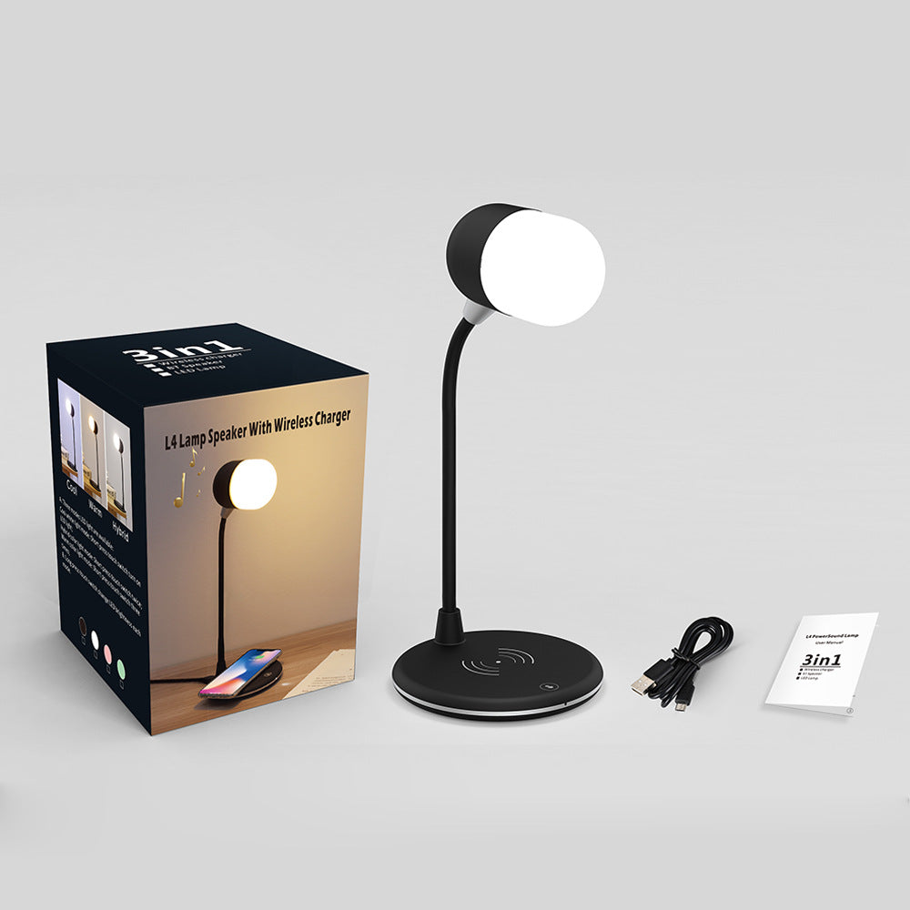3 IN 1 Desk Lamp With Qi 5W Bluetooth Dimmable For Bedroom