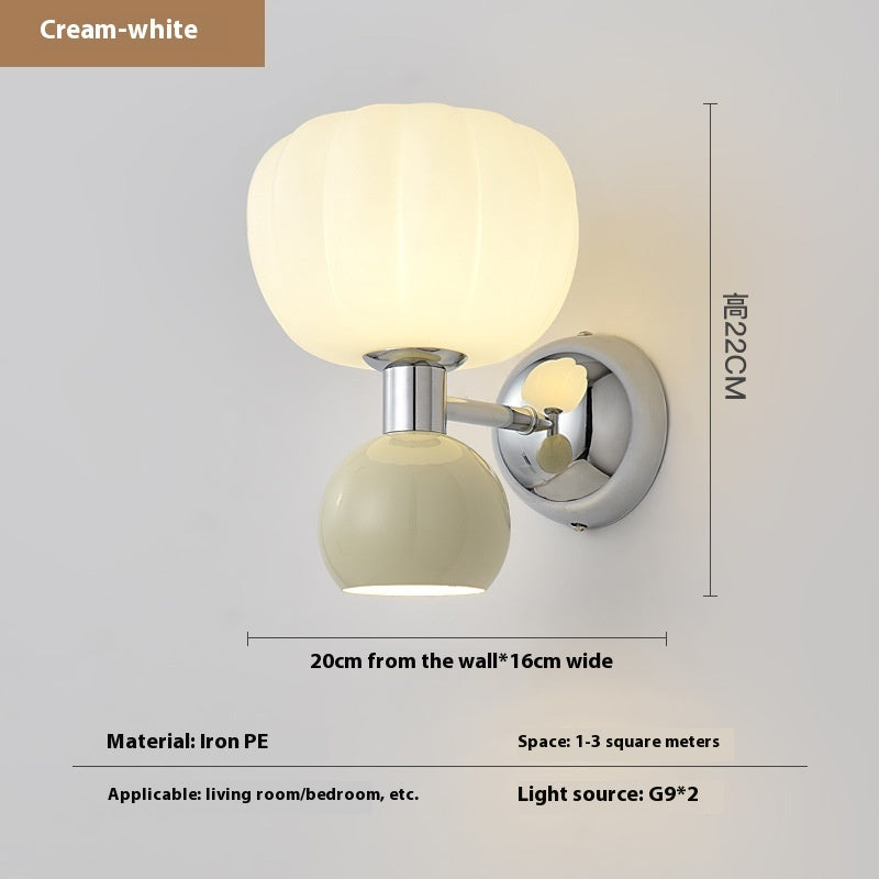 Cream Style Pumpkin Wall Lamp Master Bedroom Bedside Lamp