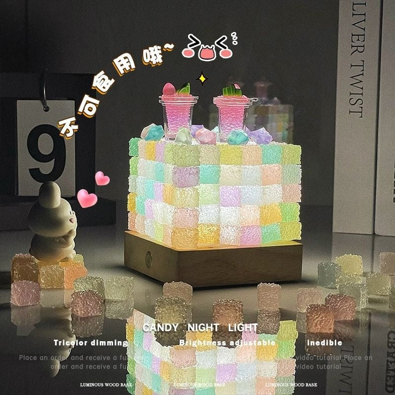 Crystal Luminous Cube Sugar Led Small Night Lamp