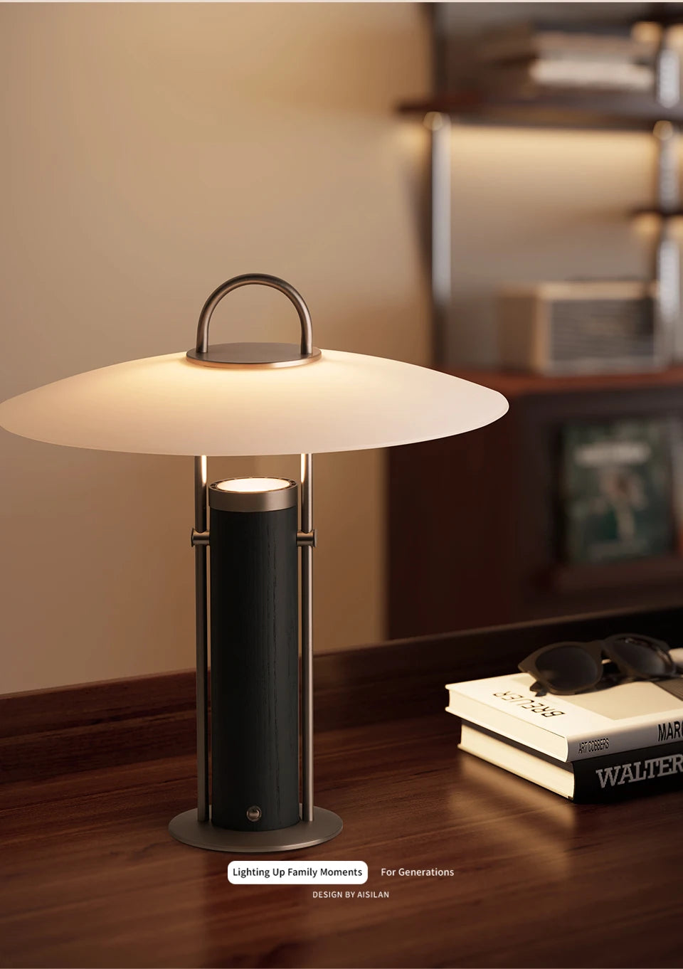 Hotel Luxury Wood Glass Orange Gold Bedside Table Lamp