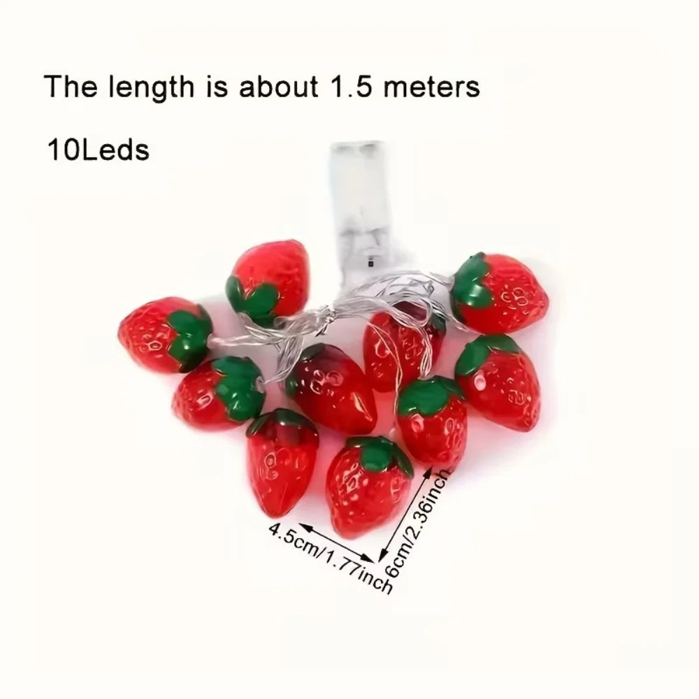 Strawberry LED String Lights 1.5M 10LED Battery Operated