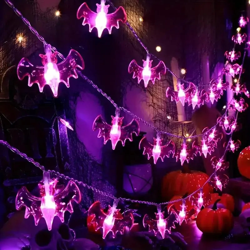 59.06inch 10 Lights, 3m 20 Lights Purple Bat Halloween Decoration