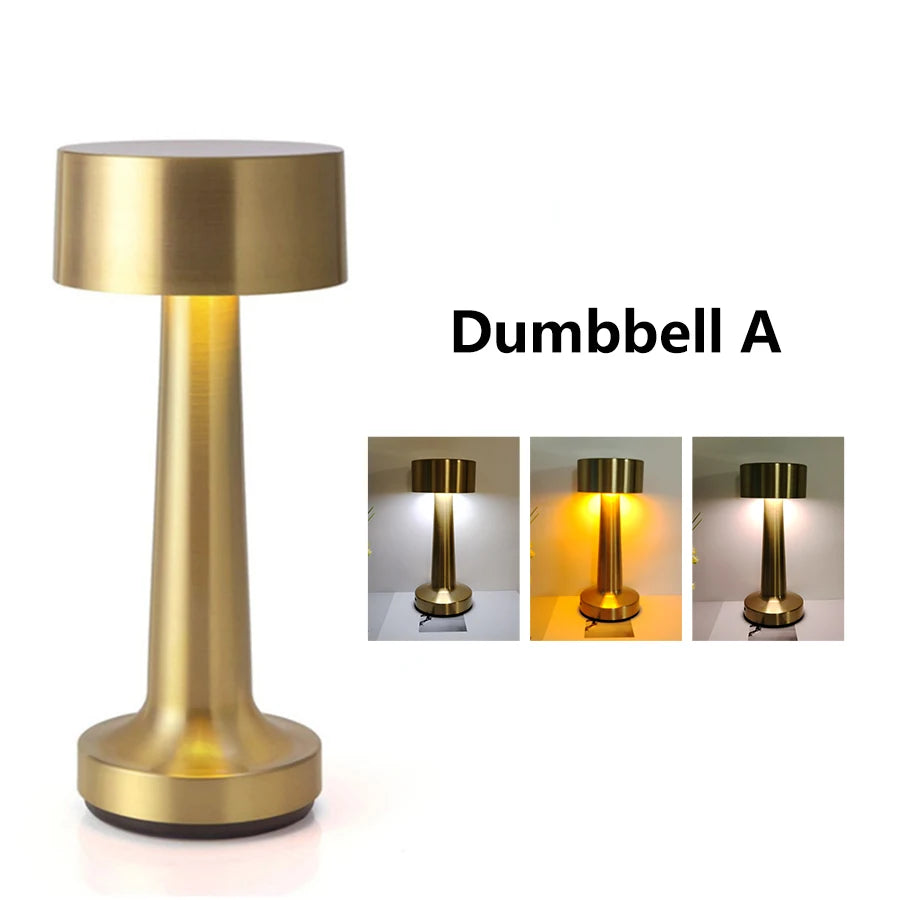 Retro Mushroom Led Table Lamp Rechargeable Stepless Night Light