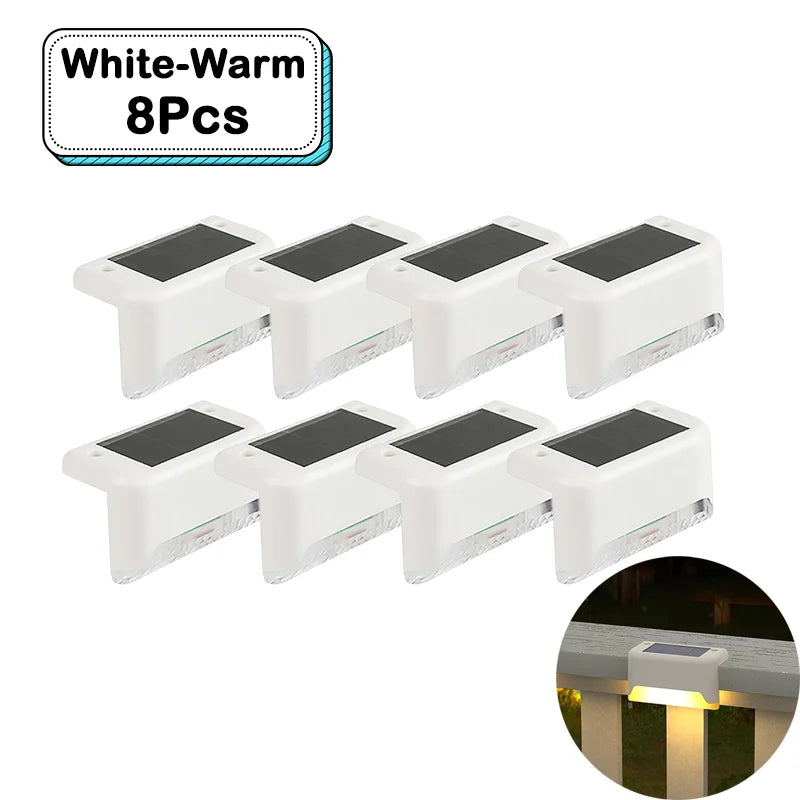 Outdoor Solar Step Lights Warm White LED Waterproof Stair Path Lighting