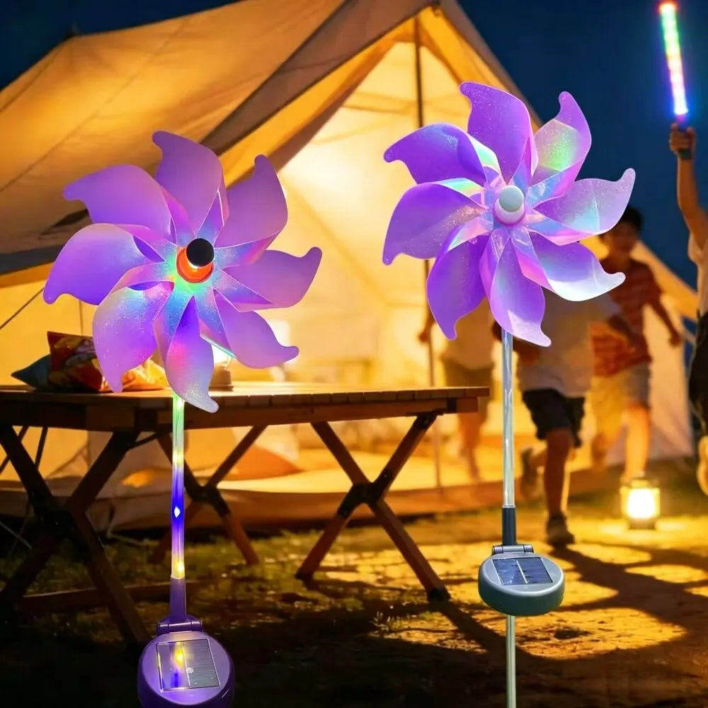 1PC Colorful Windmill Solar Garden Lamp Outdoor Pathway
