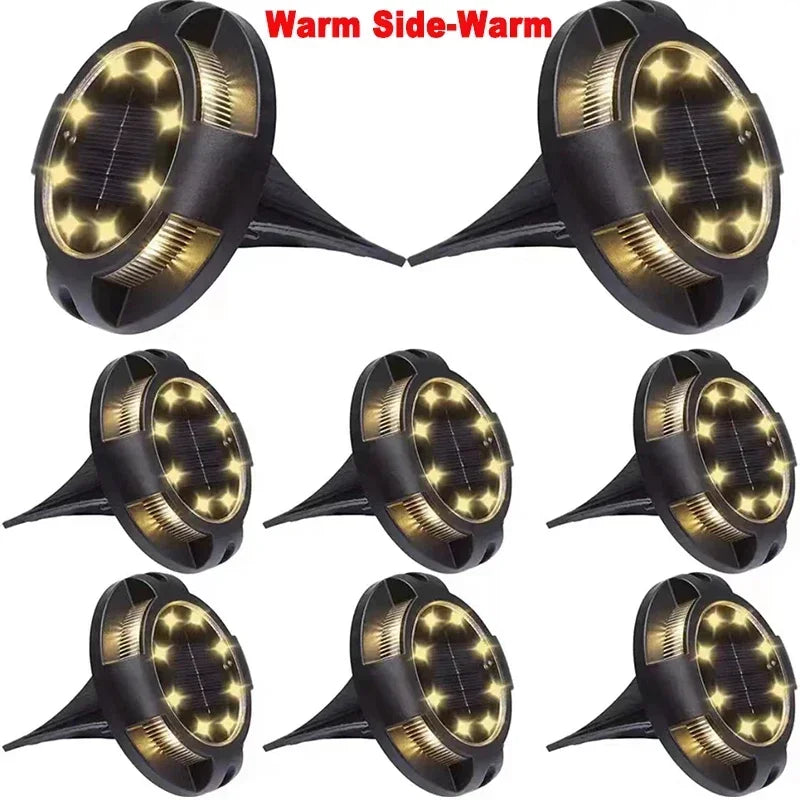 Solar Lights Outdoor 12LEDs Disk Underground Lamp Yard Decoration
