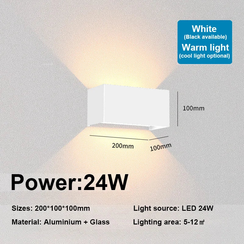 Nordic modern wall light 12W 24W IP65 waterproof LED lamps