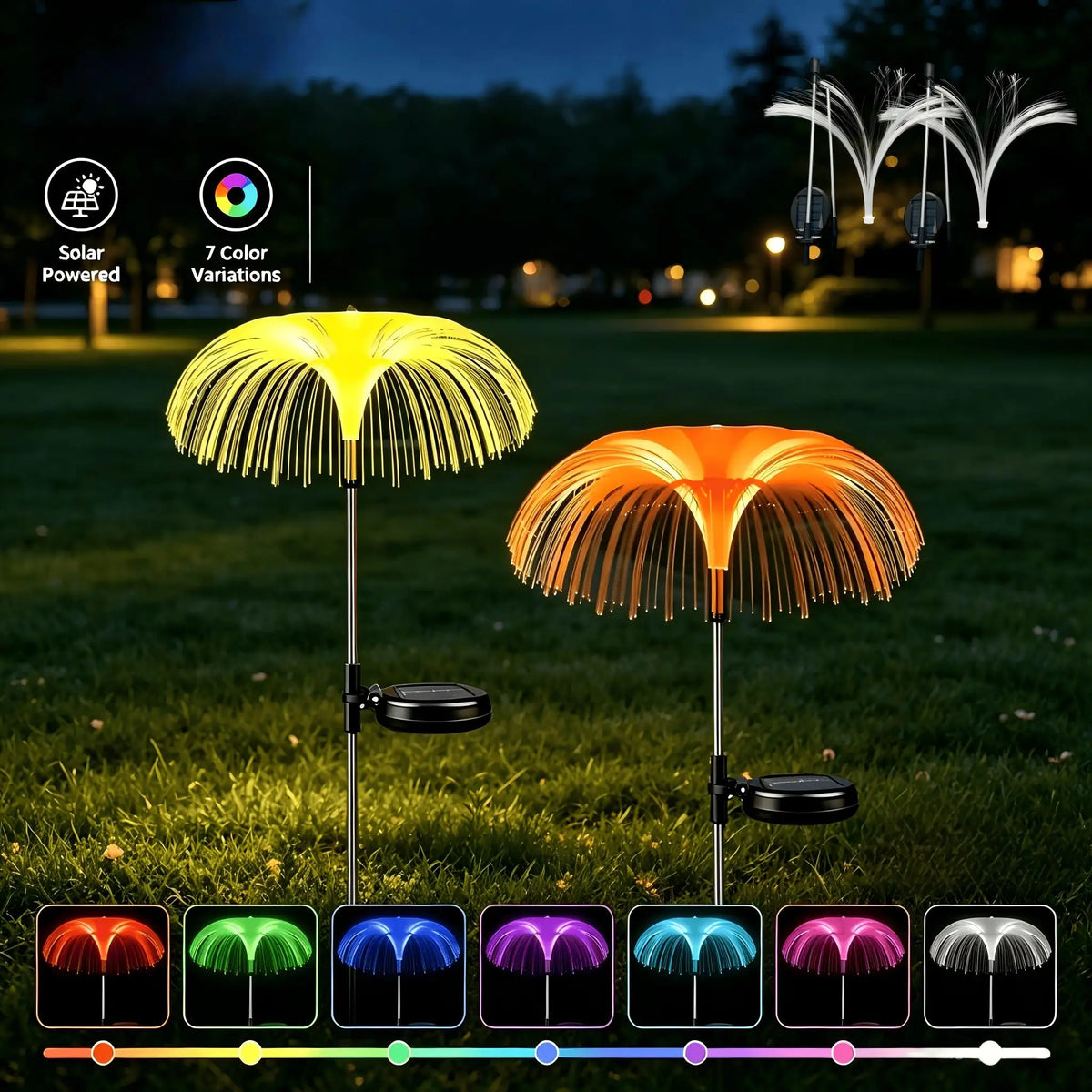 Modern Stylish Jellyfish Solar Fiber Optic Garden Stake