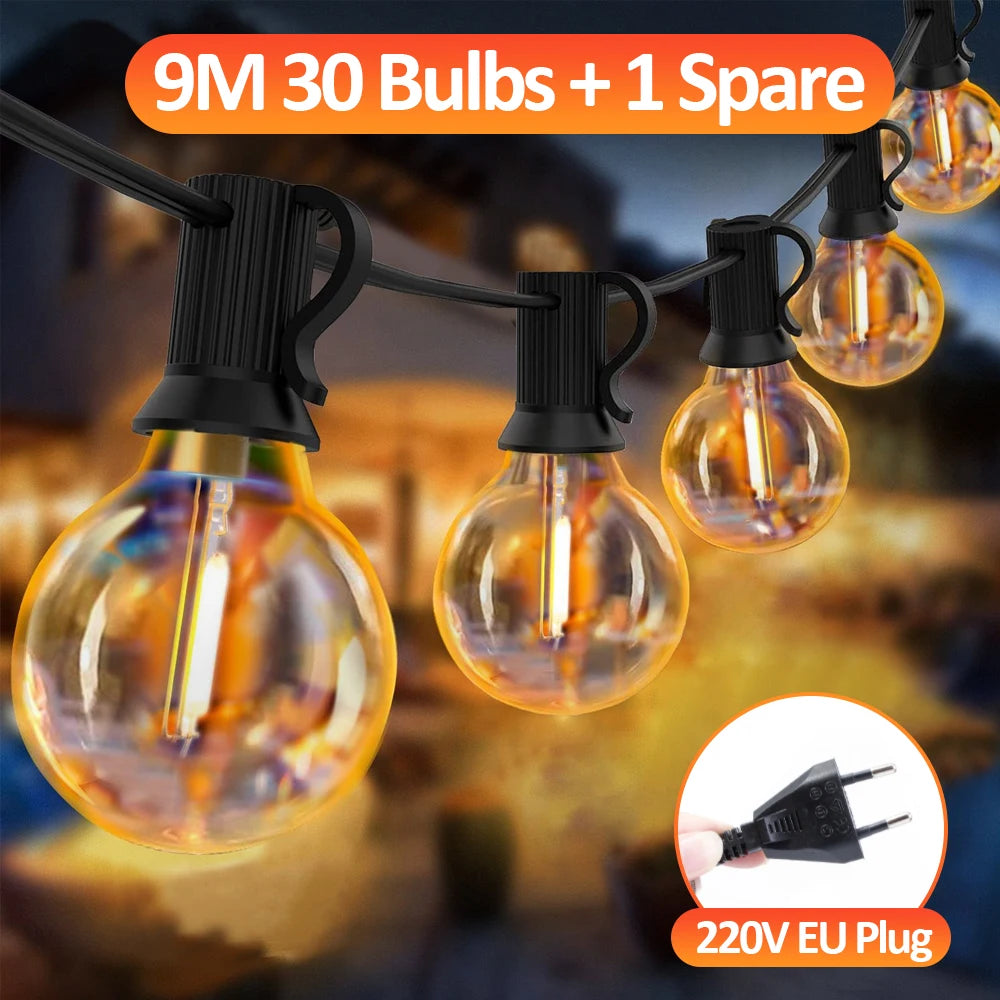 G40 LED Globe String Lights Outdoor EU Plug