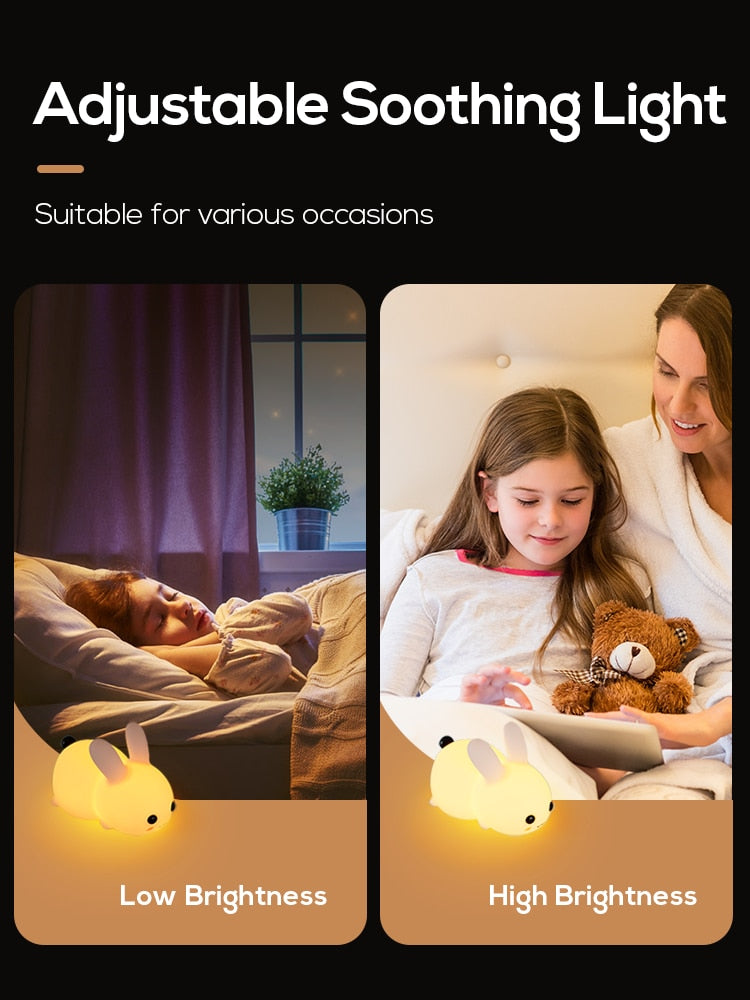 Touch Rabbit Night Lights Silicone Dimmable USB Lamps