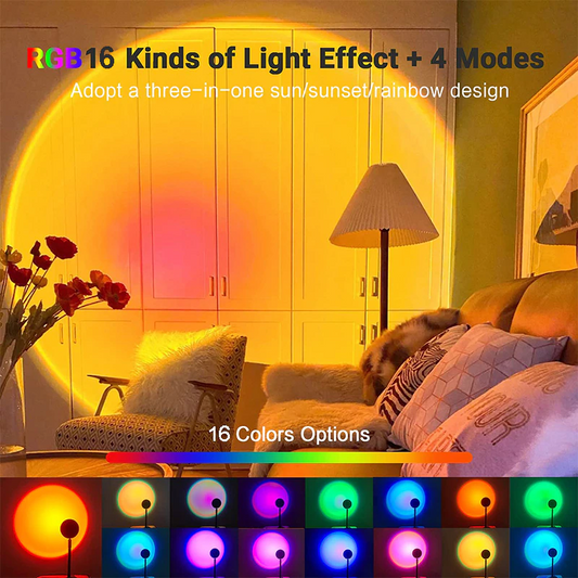 16 Colors Sunset Lamp Led Projector Night Light Living Room BarCafe Shop Background Wall deco