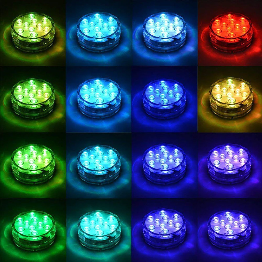 IP68 Waterproof Multi Color Submersible LED Lights Underwater Night Lamp Light