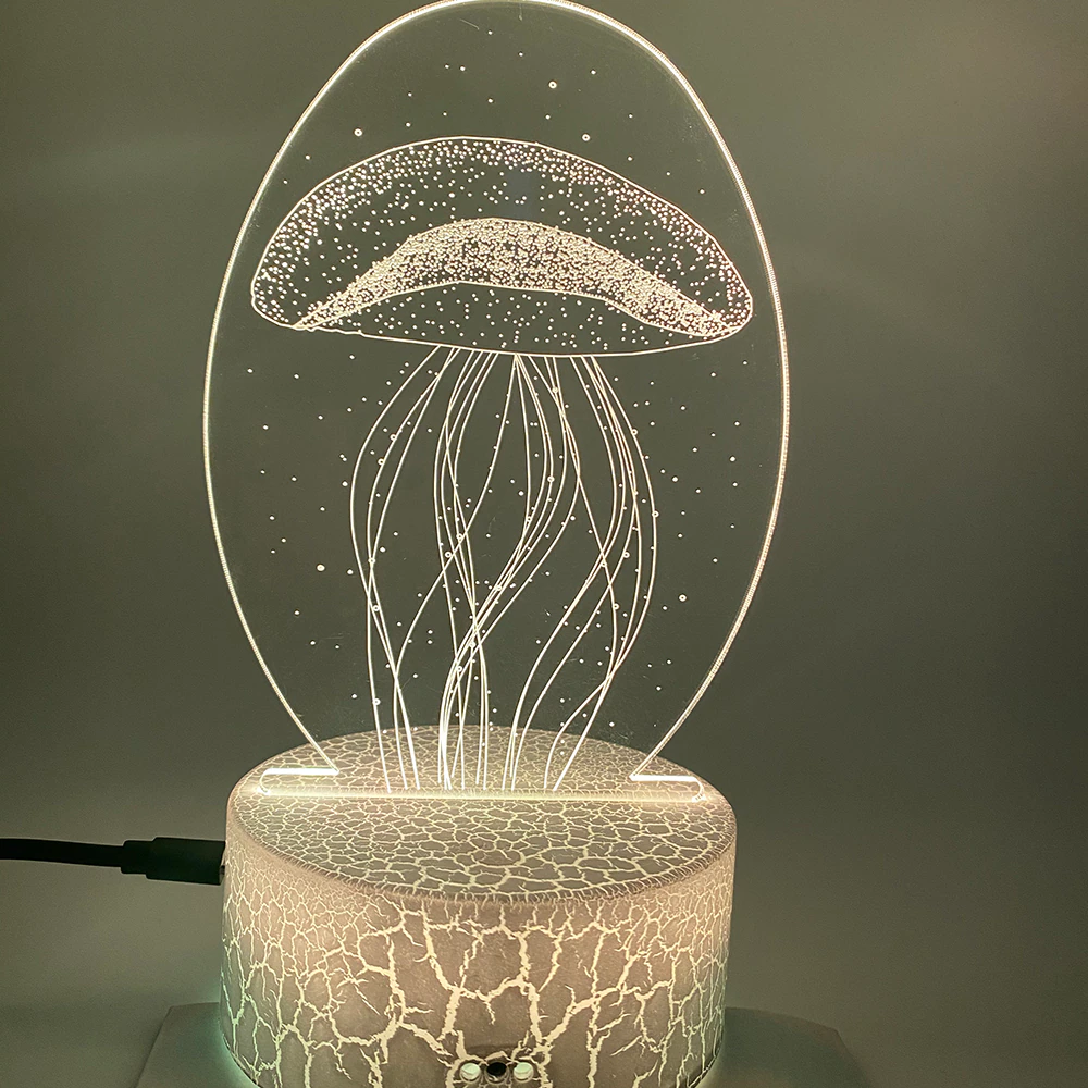 Jellyfish Crack Base 3D Night Light Decoration