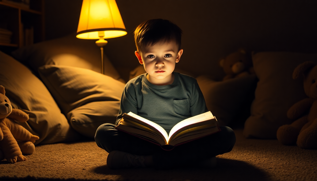 Shy Little Boy Reading Lamp