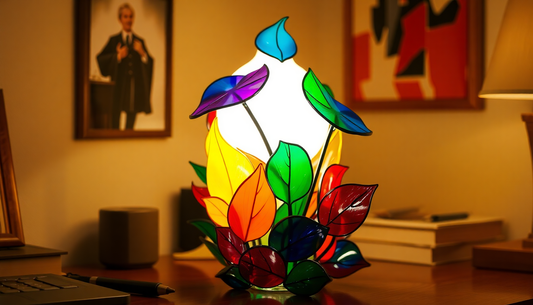 Elevate Your Space with the Captivating Colored Glass Plant Series Desk Lamp