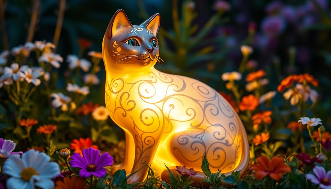 Unleash Your Outdoor Oasis with Captivating Resin Cat Solar Sculpture Ornaments