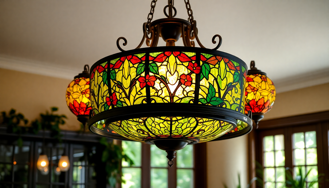 Illuminate Your Garden Dining Room with an American-Style Stained Glass Chandelier