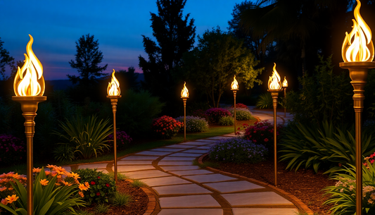 Illuminate Your Outdoor Oasis with LED Solar Flame Flickering Lawn Lamps