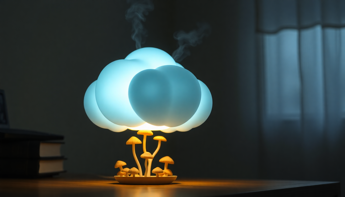 Elevate Your Space with the 2-in-1 Desk Humidifier Rain Cloud Night Light Mushroom Lamp