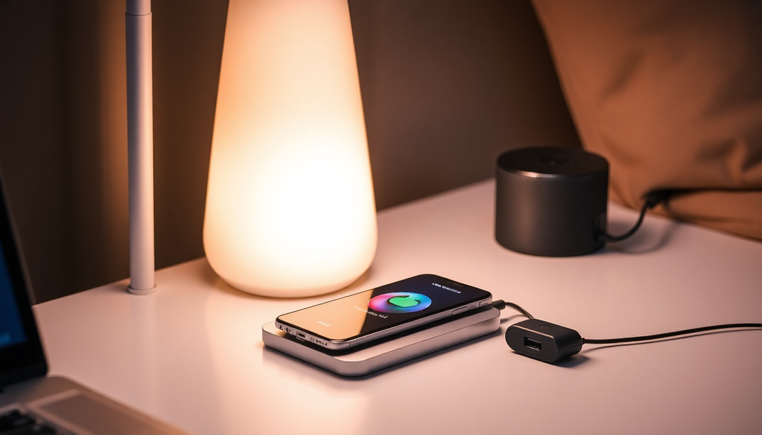 Revolutionize Your Bedroom with the 3-in-1 Desk Lamp: Wireless Charging, Bluetooth Speaker, and Dimmable Lighting