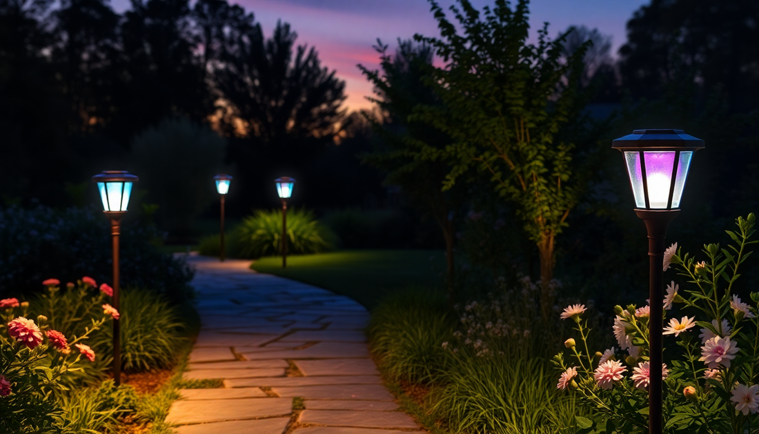 Illuminate Your Outdoor Oasis with 4 Pack RGB Outdoor Solar Pathway Lights