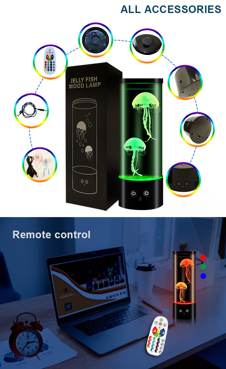 Remote Control Jellyfish Lamp Mute Led Color Changing Bedroom