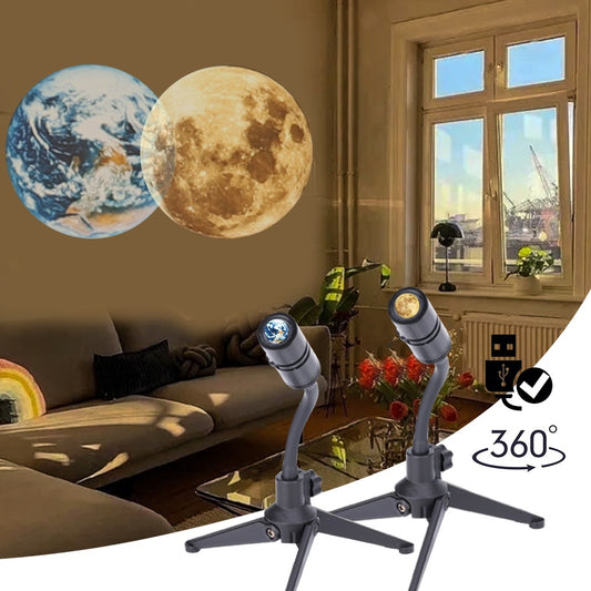 2 In 1 Star Projector Earth And Moon Projection Lamp