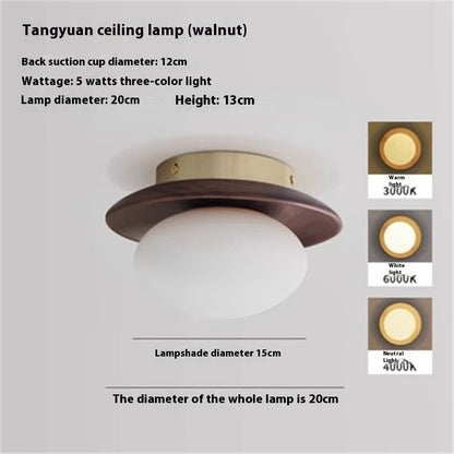 Cream Style Japanese Style Log Bedside Balcony Wall Lamp