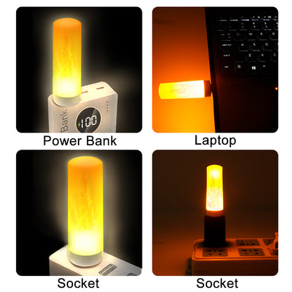 USB Atmosphere Light LED Flame Flashing Candle Lights Book Lamp