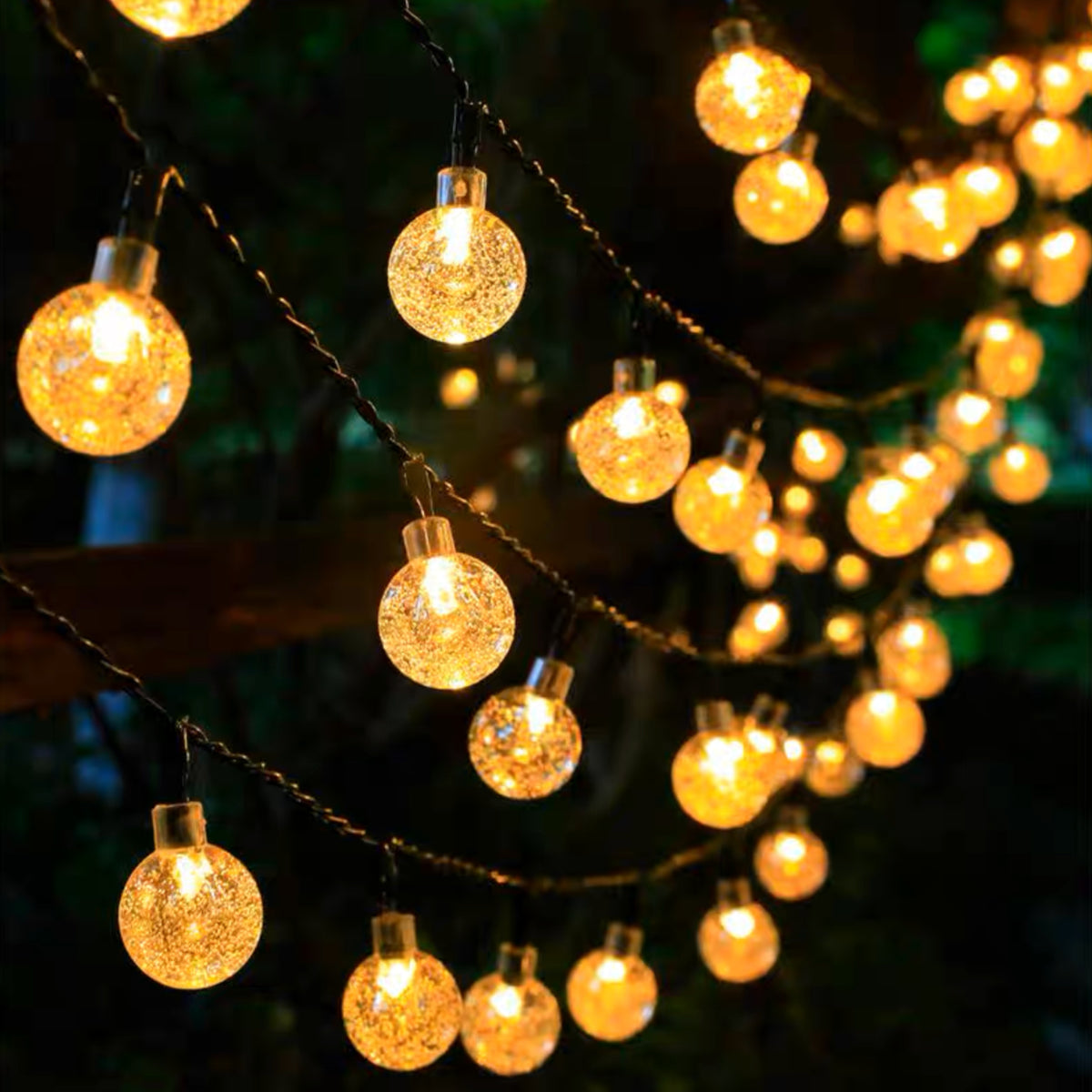 1 Pack 39FT IP65 Crystal Globe Solar String Lights 100 LED 8 Lighting