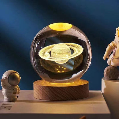 Crystal Ball 3D Inner Carved Solar System Glowing Night Lights