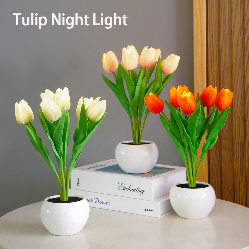 LED Tulip Flower Night Light Artificial Flowerpot Potted Plant