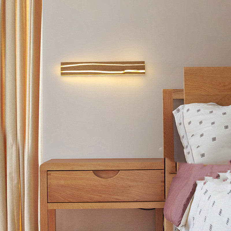 Solid wood bedroom LED wall light