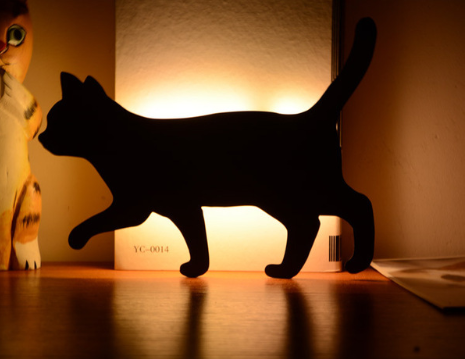 LED Animal Dog Cat Shape Night Light Sensor Control Smart Sound Lamps