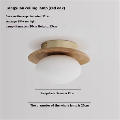 Cream Style Japanese Style Log Bedside Balcony Wall Lamp