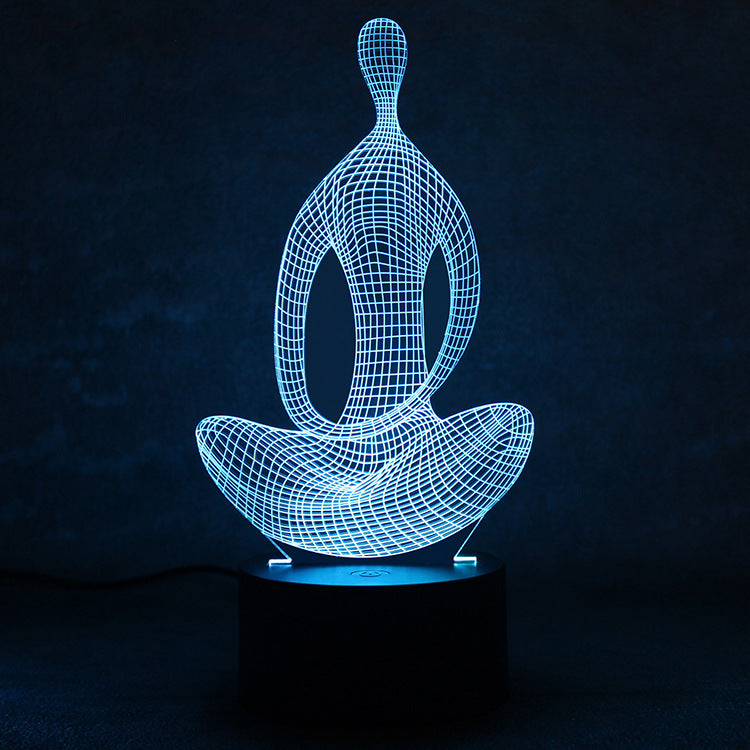 3D 7 Color Changing Yoga LED Meditation Of Acrylic Night Light