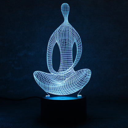 3D 7 Color Changing Yoga LED Meditation Of Acrylic Night Light