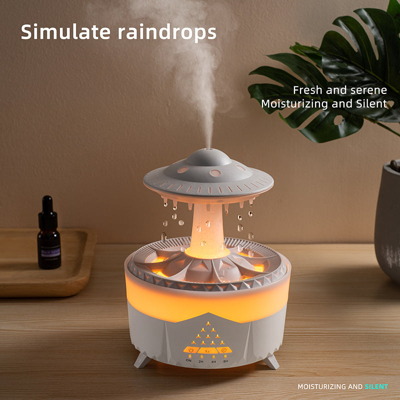 Raining Humidifier UFO Raindrop Aromatherapy LED Lamp