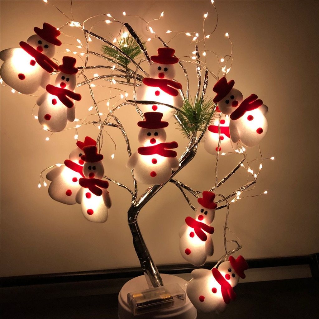 Snowman Christmas Tree LED Garland String Lights Snowflakes