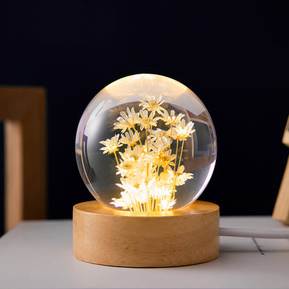 LED Night Light Flower Crystal Ball Children Night Lamp