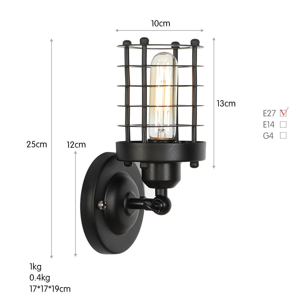 Retro bedroom living room aisle wrought iron wall lamp