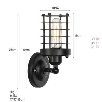 Retro bedroom living room aisle wrought iron wall lamp