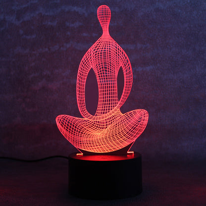 3D 7 Color Changing Yoga LED Meditation Of Acrylic Night Light