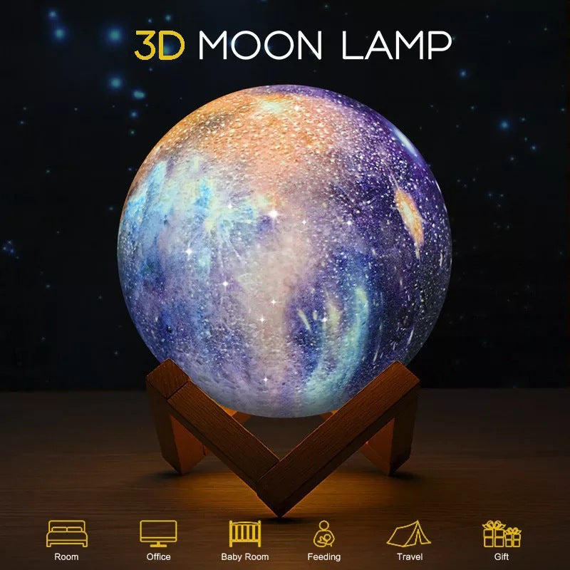 LED USB Star Galaxy Moon Lamp Stand Remote 3D Bedroom