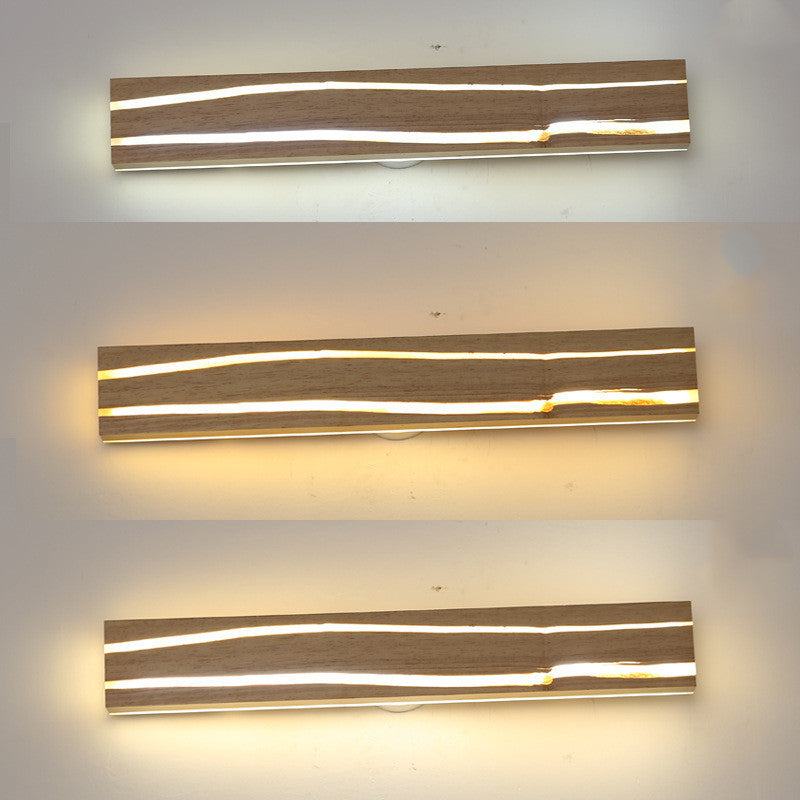 Solid wood bedroom LED wall light