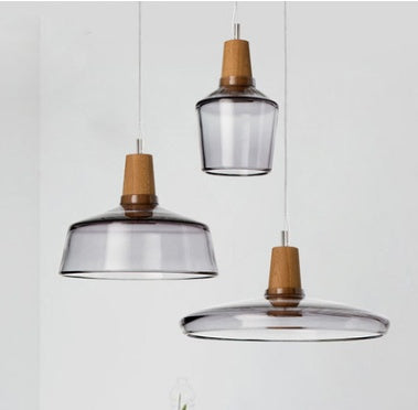 Modern Led Glass Pendant Light Fixture With Wood Vintage