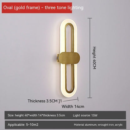 Oval LED Acrylic Bedroom Bedside Wall Lamp