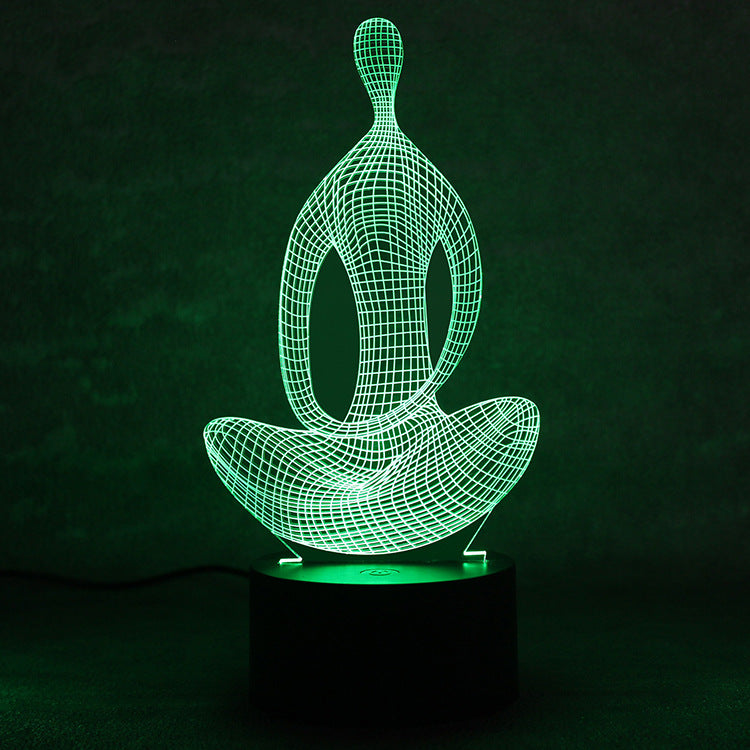 3D 7 Color Changing Yoga LED Meditation Of Acrylic Night Light