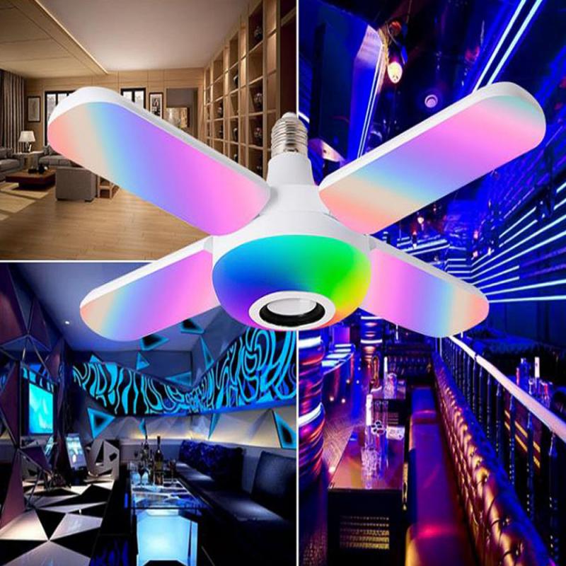 LED Four-leaf Bluetooth Music  Lamp Remote Control Deformable Ceiling Fixture Lights