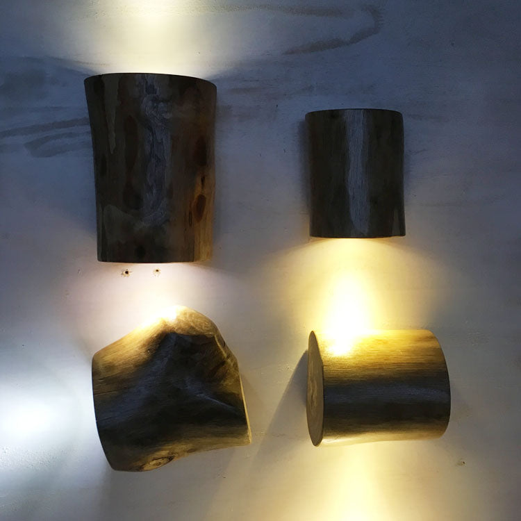 Homestay Decoration Natural Creative Solid Wood Wall Lamp